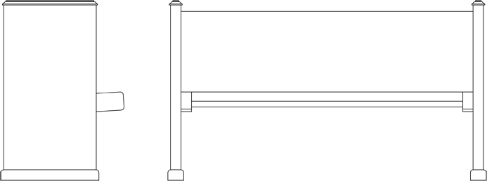Closed end pew/bench with squared off ends.