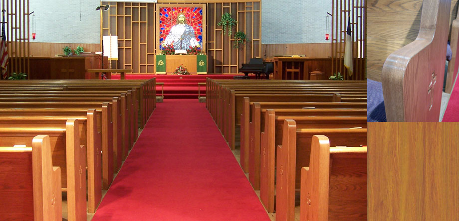 Traditional closed end hardwood church pews