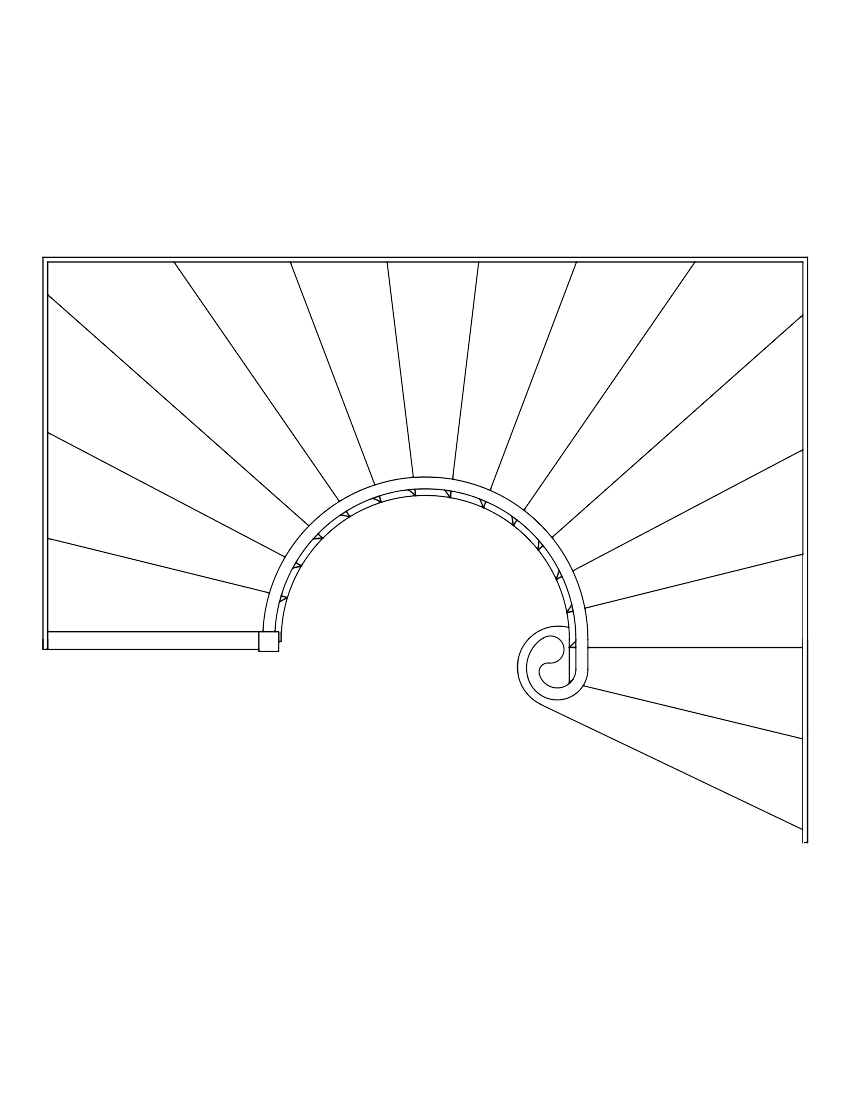 'U'-Shaped Circular Staircase/Square Corner
