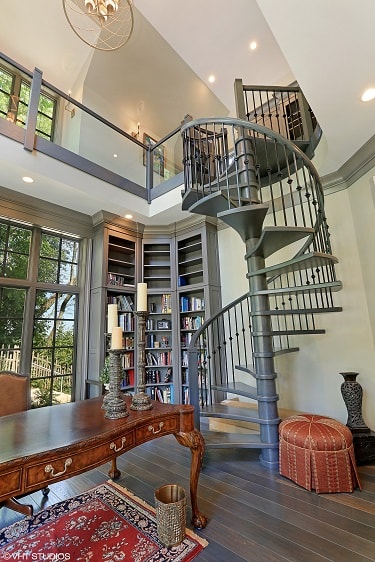 Metal spiral stair with metal balusters